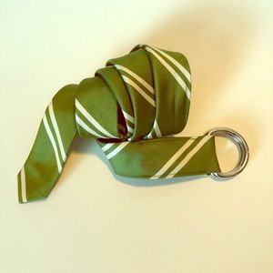 J. Crew Silk Tie Belt, Green & White Stripe